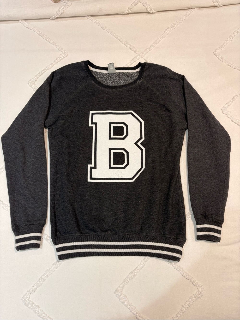 J. America Black Crewneck Sweater with White 'B' Graphic
